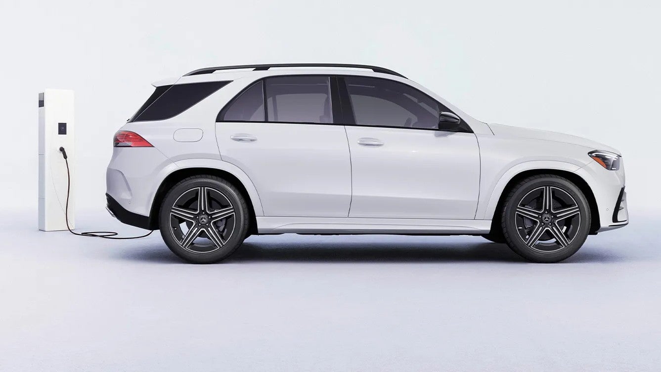 2026 Mercedes-Benz GLE view of the GLE plugged into a charger